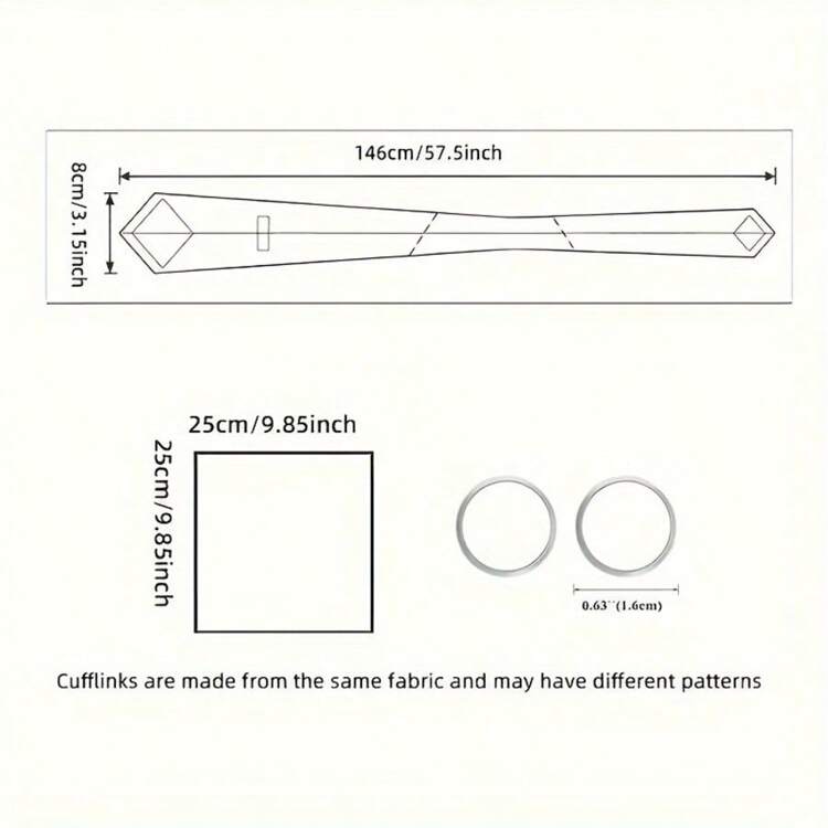 男士领带套装，经典时尚领带套装，含袖扣，商务派对适用 - 彩色 - 查看 2