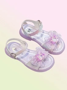 1 Pair Children Butterfly Rhinestone Decor Sparkly High Heel Sandals - Purple - View 6