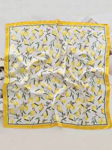 1 件女士柠檬图案时尚头巾，适合日常生活