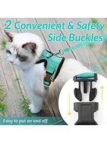 Cat Harness And For Walking, Escape Proof Soft Adjustable Vest Harnesses For Cats - Purple - View 7