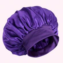 1PC Custom-Made Soft Satin Imitation Hair Sleeping Cap Wide-Brimmed High Stretch Hood Beauty Shower Cap Hair Care Hair Care Cap Women Care Satin Nightcap Gifts