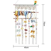 1pc Macrame Wall Art, Handwoven Lace DIY Photo Wall Hanging Tapestry, Bohemian Style Hair Clip Organizer Wall Decor - Comes With 10 Small Wooden Clips