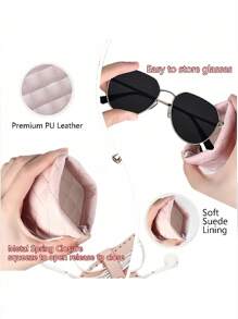 男女便携式挤压眼镜盒 PU 皮革软太阳镜袋 便携式手机太阳镜收纳盒 保护套眼镜盒 收纳盒 眼镜盒保护套 眼镜袋 太阳镜袋 旅行必备配件 适用于海滩 户外 办公室 返校 - 彩色 - 查看 5