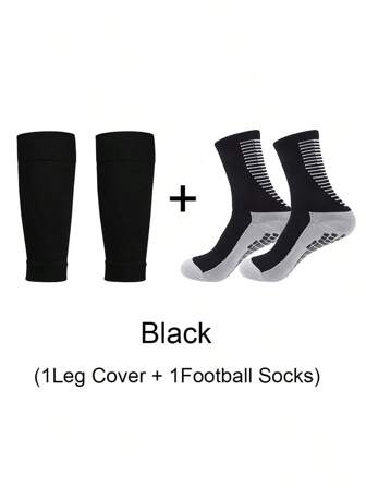 2pcs/4pcs New Striped Mid-Calf Non-Slip Soccer Socks + Shin Guard Sleeves, Sports Socks With Silicone Non-Slip Bottom For Football, Badminton, Basketball, Running Training