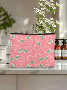 1 Túi đựng đồ trang điểm in họa tiết dâu tây - Túi đựng đồ vệ sinh du lịch bằng polyester nhẹ và không mùi, Túi vải đa năng hoạt hình dâu tây vui nhộn, Túi đựng sạc, Túi đựng đồ trang điểm du lịch thiết yếu - Nhiều màu - Xem 3