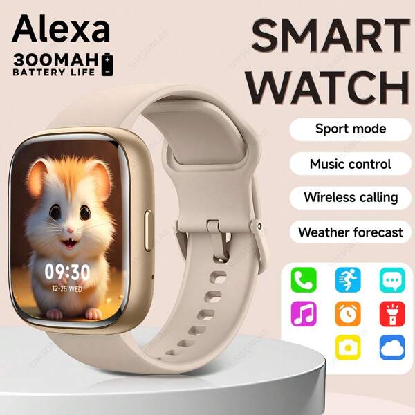 SIMSONLAB Smartwatch Unissex com Tela HD de 1,83", Suporte a Alexa/Rastreador de Atividade Física, à Prova d'Água IP68, Mais de 100 Modos Esportivos, Bateria Longa de 300mAh, Compatível com iOS/Android, Ótimo Presente para Mulheres e Homens