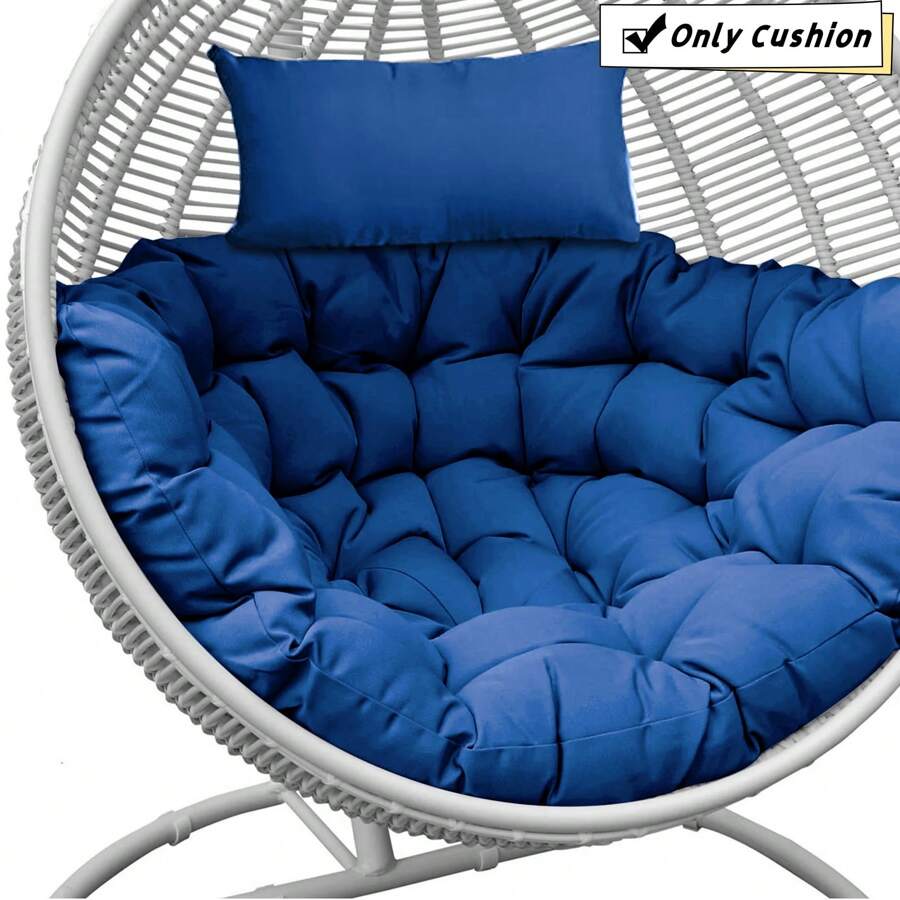 Soft Hanging Egg Chair Seat Cushion ONLY Thick Swing Egg Chair Pad Cushion Soft Hammock Replacement Pad With Headrest For Indoor Outdoor Garden Patio - Xanh đậm - Xem 1