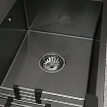 28 英寸 /30 英寸 /32 英寸现代黑色单槽台下式水槽易于清洁不锈钢厨房必需品多种配件 - 黑色 - 查看 5