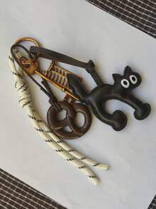 Phong cách INS, Phong cách cô gái sành điệu, Móc chìa khóa, Móc chìa khóa ô tô, Móc chìa khóa nút thắt bánh quy, Móc chìa khóa bàn tính, Móc chìa khóa mèo mắt to, Móc chìa khóa, Dây đeo cổ tay trang trí bằng dây thừng, Thích hợp cho bé gái, Quý cô, Đi làm, Đi học, Quà tặng nhỏ cho cô ấy, Để nâng cao phong cách cá nhân của bạn - Màu be - Xem 2