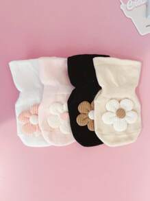 4 paar schattige babysokken met bloemenprint, 0-1 jaar oud, geschikt voor dagelijks gebruik