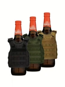 Adjustable Beer Vest Cooler - 900D Nylon Mini Molle Drink Holder With Strap For 12oz/16oz Cans And Bottles, Great For Outdoor Parties Beer Accessories