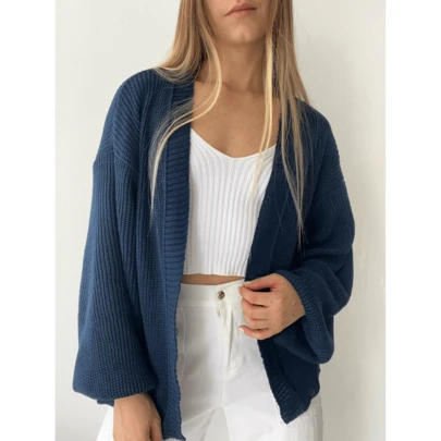 Casaco Tricot Básico Manga Bufante