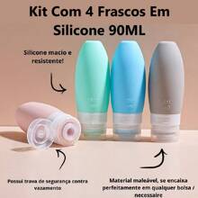 Kit 4 90ML Silicone Bottles With Transparent Case Useful For Travel Dispenser - 2 GÓI - Xem 7