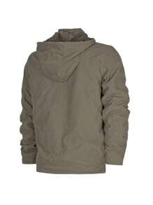 Men's Twill Jacket Coat With Hood And Pockets Lined - 軍綠色 - 查看 2