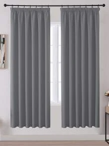 VEHEDE Set Of 2 Blackout Curtains With Ruffle Tape Thermal Curtains Against Heat Bedroom Curtains And Drapes Heat Protection Curtain Gray Opaque - Grau - View 35