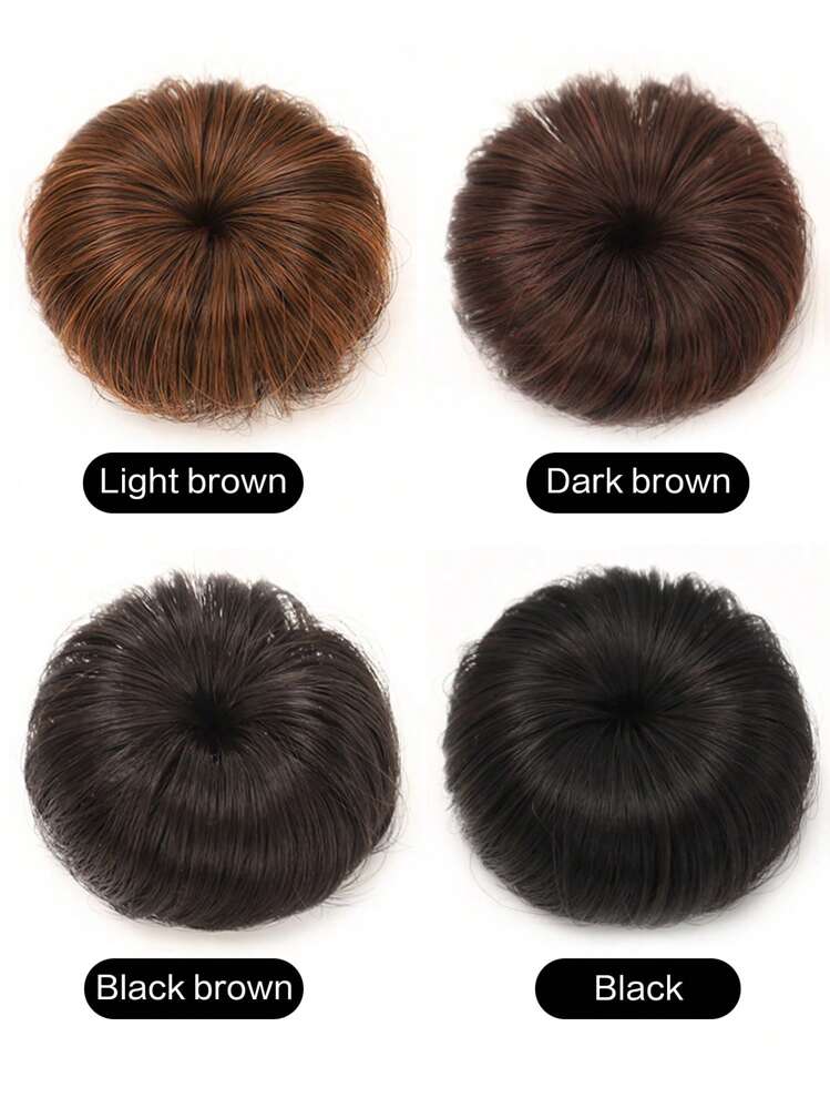 Synthetic Messy Hair Bun Mini Claw Clip Hair Bun Chignon Hair Extensions Scrunchy Fake Wig With Tail For Girls Kids Black Brown Small Size Synthetic Hair Buns 2pcs - Multicolor - View 9