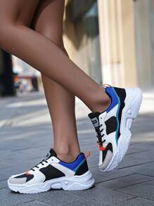 New Mesh Chunky Sneakers, Thick Sole Platform Fashionable Girl's Shoes, Outdoor Non-Slip Lightweight Casual Sport Sneakers For Teenagers - View 4