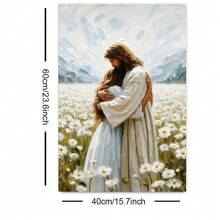 1pc Framed/Unframed Jesus Hugging Girl Canvas Poster Print Bible Christian Art Aesthetic Painting Minimalist Wall Art Picture For Dorm,Apartment,Bedroom,Living Room,Modern Home Decoration
