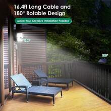 NetHong 106 LED Solar Light Outdoor With Motion Sensor, IP65 Waterproof, 120° Lighting Angle, Solar Wall Light For Garden With 5m Cable - Black - View 6