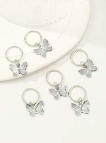 6/9/11 件时尚蝴蝶、星星、硬币吊坠编织发圈，适合时尚女孩 - 彩色 - 查看 3