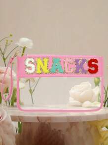 Women's Letter Transparent Zipper Storage Bag Transparent Cosmetic Bag Multifunctional Snack Bag