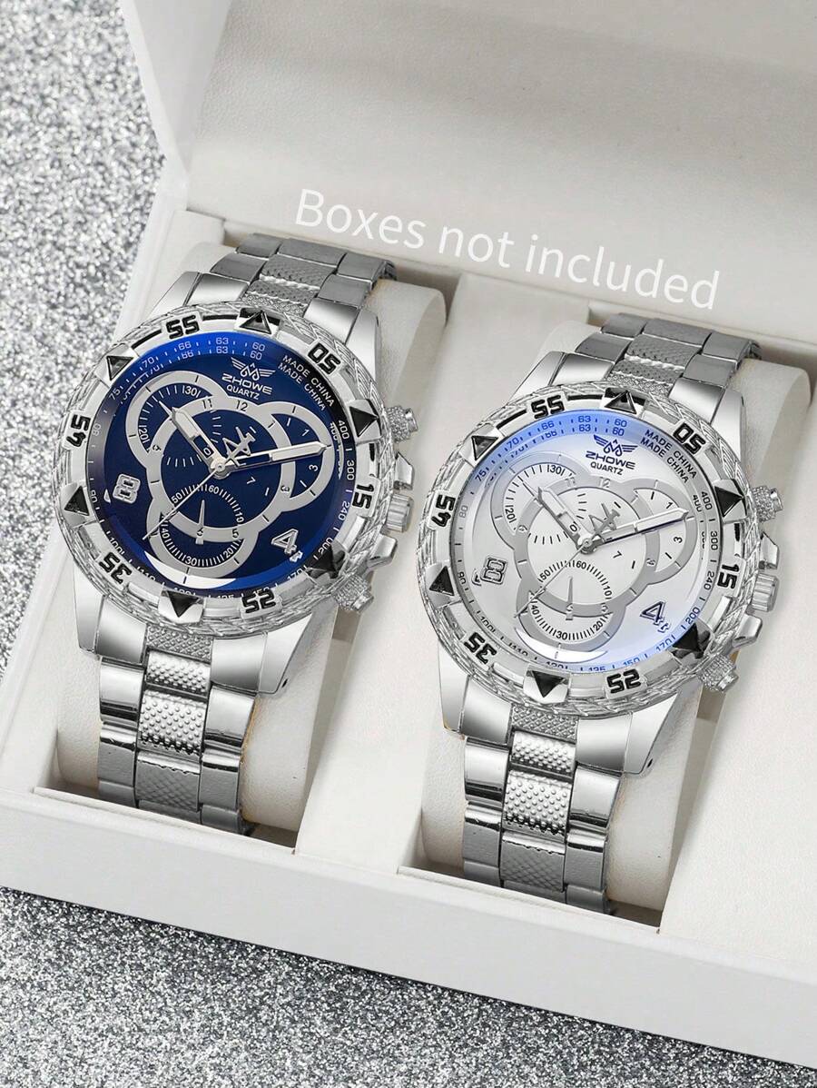 2 Pieces Of Men's Boutique Business Style Casual Quartz Watches Classic Fashion High-End Elegant Men's Watches Suitable For Parties And Daily
