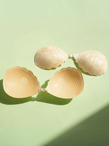 1 Piece Of Sticky Bra Skin Color Lace Invisible Breast Stickers Gathered Strapless Nipple Stickers - Apricot - View 2