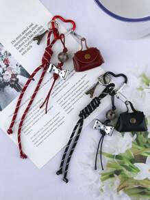 1pc Women's New Mini Handbag Style Eiffel Tower & Bow Decor Keychain Charm, Versatile Bag/Phone Accessory - Bag Keychain - View 2