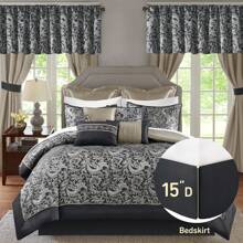 Brystol 24 chiếc giường trong một túi Bộ chăn ga gối đệm thoải mái, Chăn bông giả lụa Jacquard Paisley Thiết kế phù hợp với rèm xuống, Lựa chọn thay thế cho tất cả các mùa Có màu đen, đỏ, xanh lam, xanh mòng két, xanh lam, xanh nước biển, xanh lam, nâu, nữ hoàng/vua/ vua California - màu đen - Xem 5