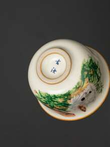 1pc 汝窑可爱兔子陶瓷茶杯，奢华功夫茶道茶杯，高端精致茶杯，适合家庭、办公室客人接待，适合下午茶杯、浓缩咖啡杯，可以作为奢华纪念品赠送给朋友、长辈 - 兔隱花叢 - 查看 10