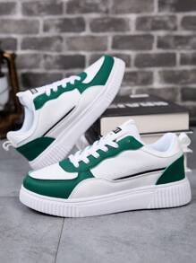 Casual Shoes, Solid Color Low-Top Lace-Up, Comfortable EVA Sole, School Style Daily Running Shoes, All Season