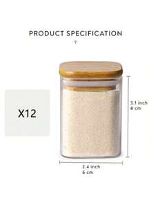 1PC/6PCS/12PCS Clear Glass Jars, Glass Condiment Jar, Spice Container With Airtight Bamboo Lids - Perfect For Tea, Coffee, Spice, Candy Storage - Includes Labels And Markers For Easy Organization - Ideal Kitchen Gadgets And Party Supplies