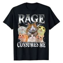 Rage Consumes Me Funny Silly Cat Meme Bootleg Vintage T-Shirt Fun Street T-Shirts For Both Men And Women - màu đen - Xem 1