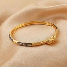 1pc Copper Minimalist Luxury Elegant Cuff Bracelet, Women Gift - Multicolor - View 3
