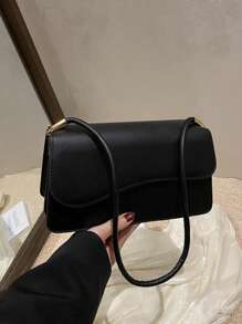 Sac à épaule asymétrique vintage simple et élégant de couleur unie