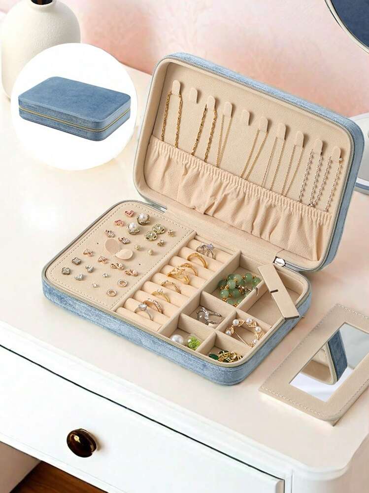 奢华皮革首饰盒、珠宝收纳盒、戒指盒。复古 PU 皮革女士首饰盒，可收纳耳环、项链、戒指、手链、手表等配饰，是完美的母亲节返校礼物 - 多色 - 查看 23