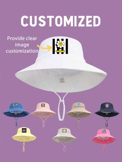 Customized Bucket Hat For Children, Breathable Sun Hat For Baby Boys Girls, Beach Hat For Outdoor Travel Sun Protection