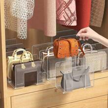 1pc Plastic Clear Bag Storage Divider, Acrylic Closet Finishing Divider, Purse Handbag Storage Rack, Transparent Bag Organizer Stand
