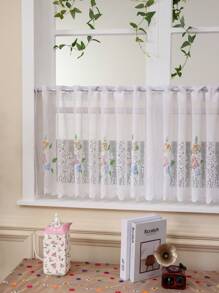 1 件简约花卉蕾丝窗帘，加厚咖啡色房间隔断，客厅、卧室、餐厅门帘 - 彩色 - 查看 3