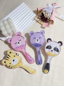 1把可爱卡通透明闪光梳，双面老虎熊猫图案，便携迷你发梳，适合随身携带，发梳，梳子，美发工具，美发产品和配件，理发店美容旅行必备，返校季，旅行度假必备，女士美发配件，刷子，发刷，梳子，解结梳，发刷，木梳，发刷，迷你发刷，解结梳，发刷，卷发刷，美发设备，小梳子，迷你发梳，旅行必备，旅行必备，发型，美发，发刷，背梳，造型刷，卷发刷，边缘刷，发梳，梳子，梳头发，发梳套装，梳头发，卷发梳，解结梳，女士发梳，头发，旅行，美发产品，美发工具，美发用品，理发师，理发师配件，理发店，美发设备
