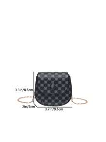 1pc Fashionable And Popular Mini Lipstick Bag For Girl Ins Fashionable Versatile Chain Crossbody Bag Plaid Small Bag, Fashionable Versatile Plaid Small Flower Shoulder Bag Fashionable Commuter Crossbody Chain Small Square Bag, Flip Design Magnetic Buckle Closure, Suitable For Girls To Go Out Shopping, Attend Parties, Daily Use, Giving Gifts To Friends Is A Good Choice - Chain Crossbody Bag - View 11