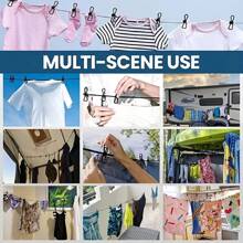 1pc Retractable Portable Travel Clothesline With 12 Clips, Indoor Drying Rack, Outdoor Camping Accessories
