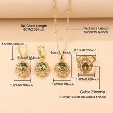 18K Gold Plated Colorful Cubic Zirconia Fashion Party Luxury Quality Wedding Bridal Elegant Jewelry Sets For Women Necklace Pendant Earrings Bracelet Ring 5-Piece Sets Gift