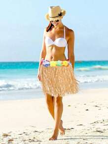 1set Hawaiian Grass Skirt With 4 Garlands,Summer Tropical Beach Party Decoration,Luau Decorations For Adults - 1set - View 2