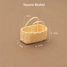 1pc Creative Realistic Mini Handheld Basket Model, Miniature Fruit Container Decor