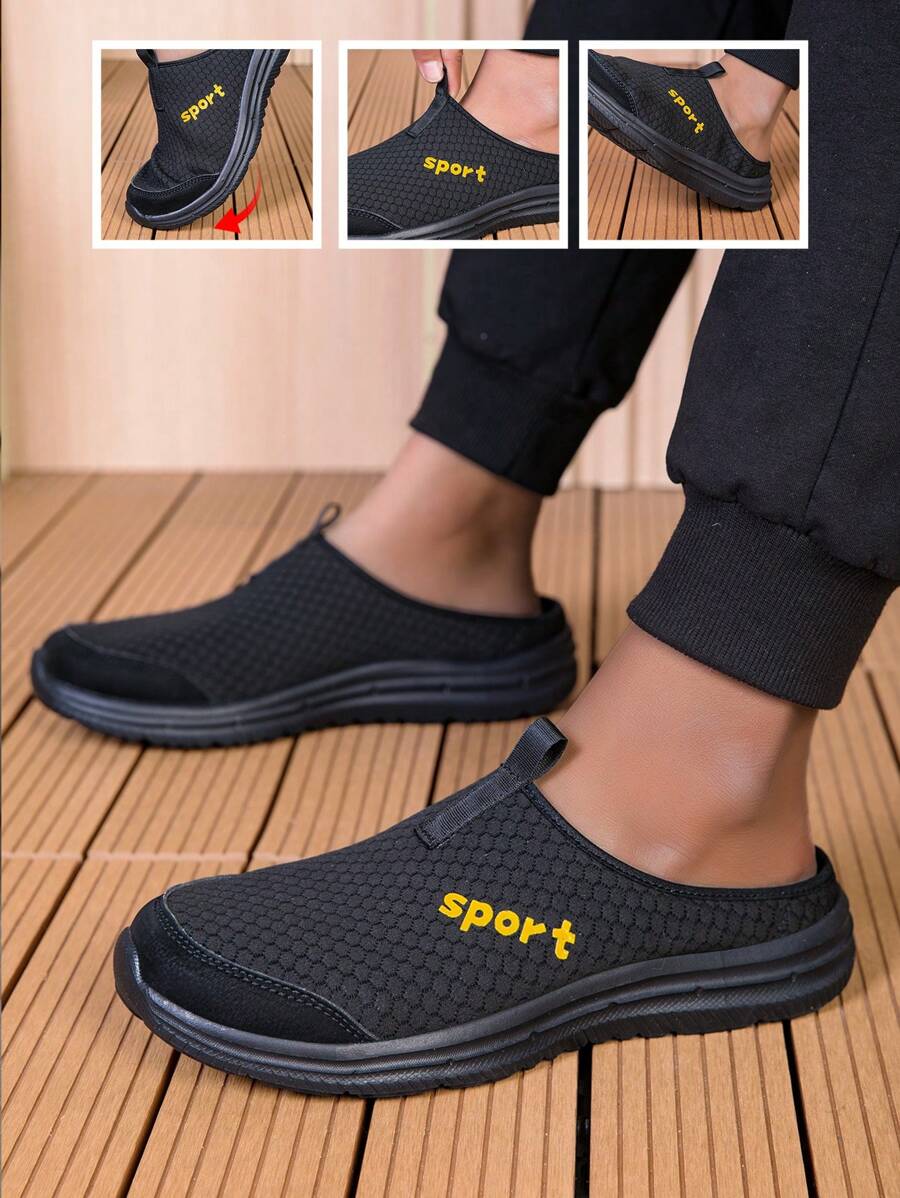 Sandalias deslizantes de malla para hombres, cómodas sandalias casuales de verano antideslizantes para exteriores