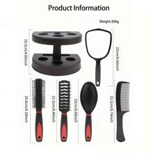 5件套美发刷架套装，带镜子的美发造型刷，适用于所有发质的美发梳，发刷，梳子，美发工具，美发产品及配件，理发沙龙美容旅行必备，美发工具，美发用品，旅行必备，理发师，发型师，理发师配件，情人节礼物，美发用品，发型师，理发店，沙龙，度假必备，美发产品，理发店，情人节礼物，女士旅行必备，发型师工具