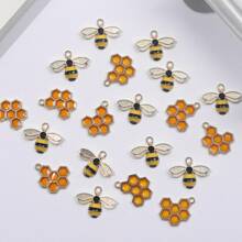 Honeycomb Bee Charm Metal Enamel Insect Pendants For DIY Earrings Bracelet Necklace Keychain Jewelry Making Supplies
