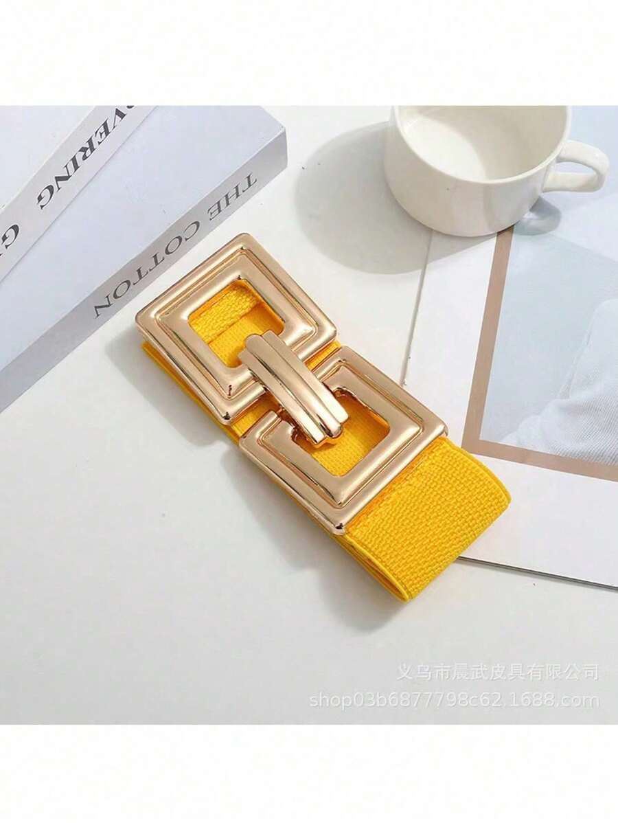 1 件女士简约新款带扣弹力腰带，时尚装饰腰带 - 彩色 - 查看 1