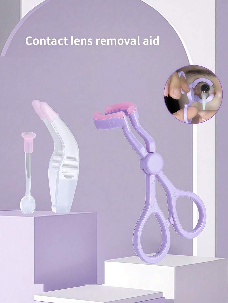 eyekan Contact Lens Applicator Tool Set, Eye Contact Removal Tweezers, Contact Lens Eyelid Wearing Tool With Contact Lens Case, Convenient Travel Kitmakeup